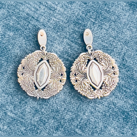 Brighton Rouge Lace Silver Plate Drop Post Earring w Red Navette Crystal - Picture 4 of 7